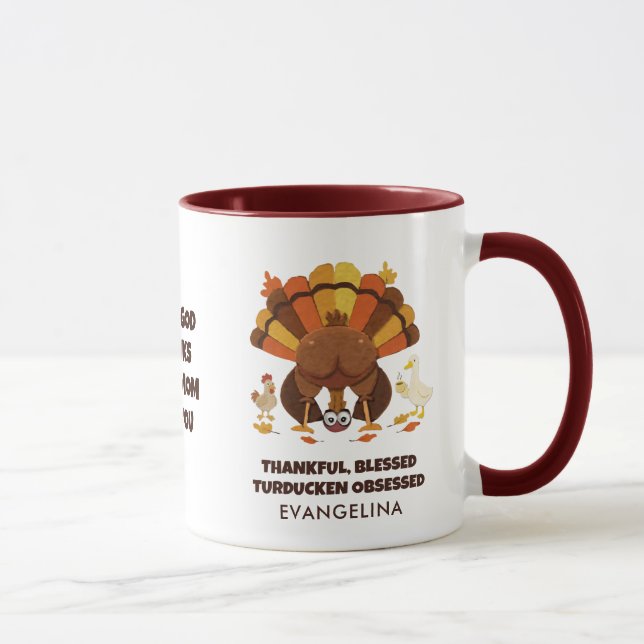 TURDUCKEN OBSESSED Funny Thanksgiving Mug (Right)