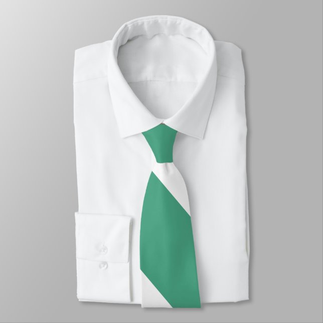 Turf Green and White Broad University Stripe Tie (Tied)