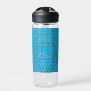 Turguoise pattern flower red poppy  water bottle