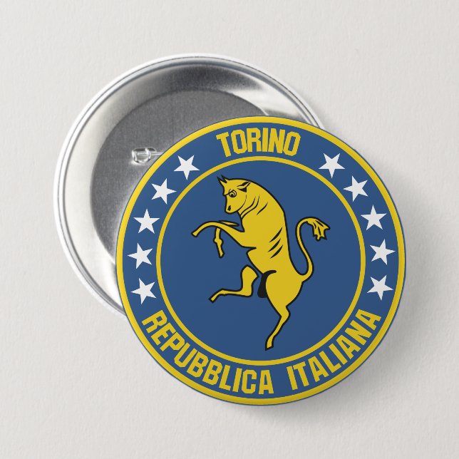 Turin                                              7.5 cm round badge (Front & Back)