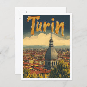 Turin Italy Art Vintage Travel Illustration Postcard