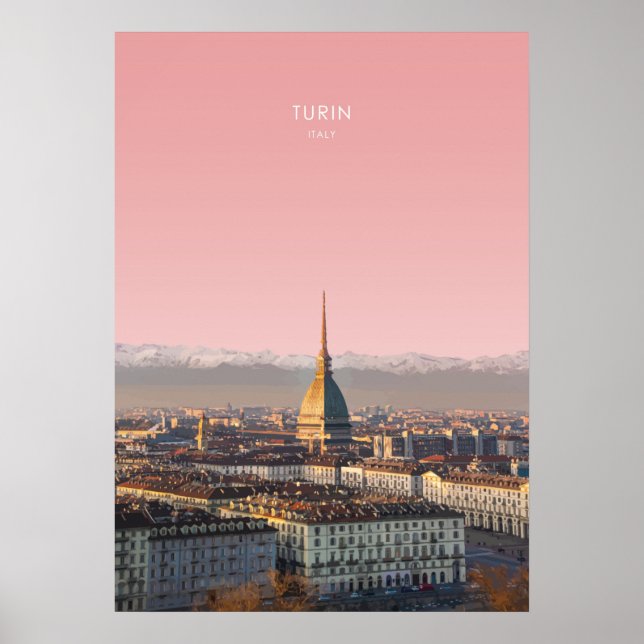 Turin, Italy Travel Illustration Poster (Front)