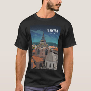 Turin Italy Vintage Minimal Retro Travel Poster  T-Shirt