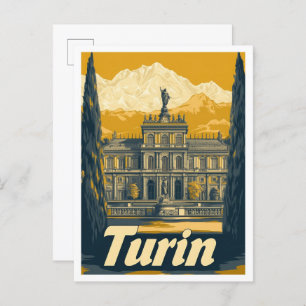 Turin Italy Vintage Travel Illustration Postcard