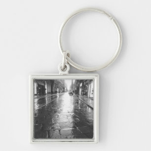 Turin Italy, Wet Street Evening Key Ring