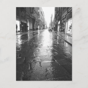 Turin Italy, Wet Street Evening Postcard