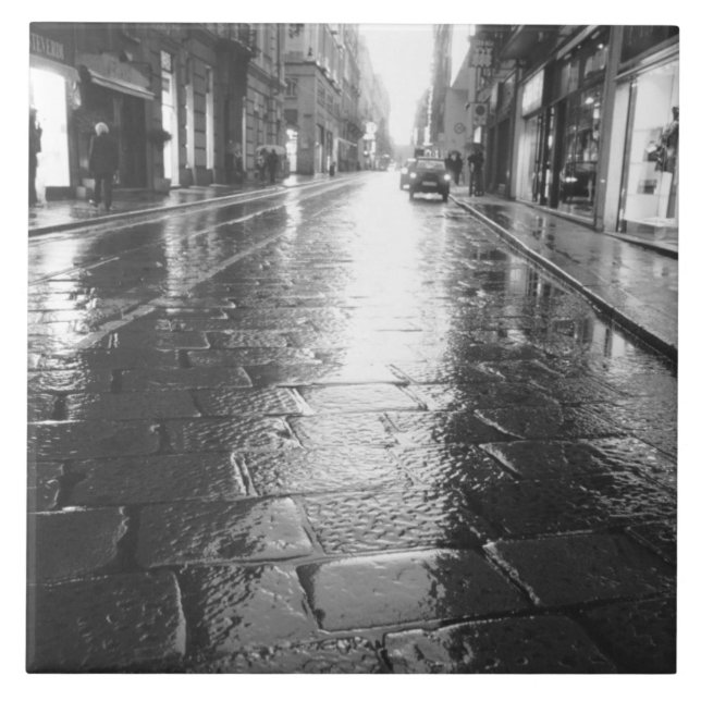 Turin Italy, Wet Street Evening Tile (Front)