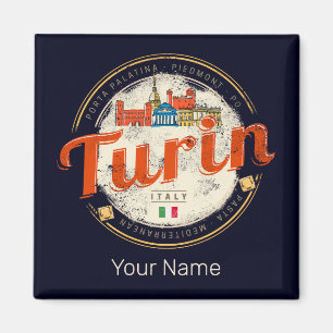 Turin Piedmont Retro Skyline Italian Vintage Pasta Magnet