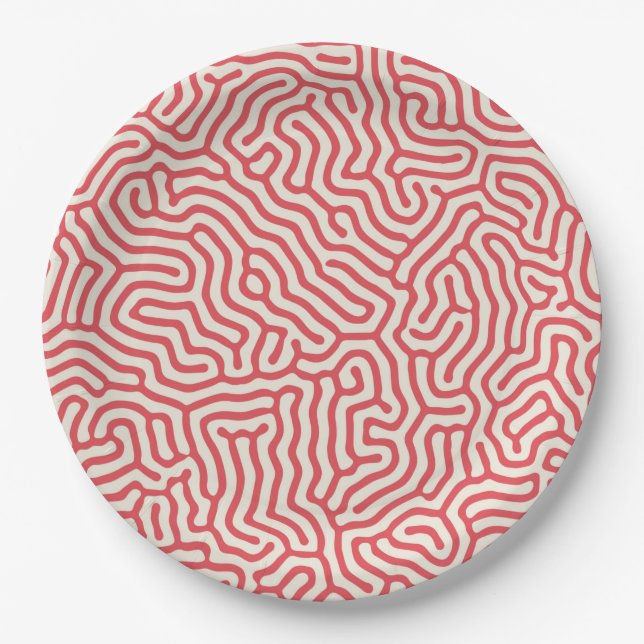 turing lines organic shape   paper plate (Front)