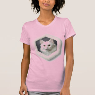 Turk Angora Cat In A Frame - Pink T-Shirt