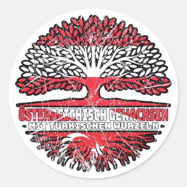 Türkei Türkisch Österreichisch Österreich Baum Classic Round Sticker (Front)