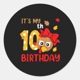 Turkey 10th Birthday Autumn Thanksgiving Party Boy Classic Round Sticker