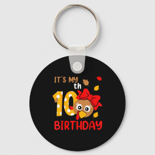 Turkey 10th Birthday Autumn Thanksgiving Party Boy Key Ring
