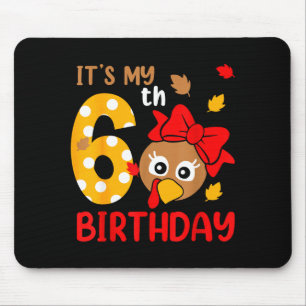 Turkey 6th Birthday Autumn Thanksgiving Party Boy Mouse Pad
