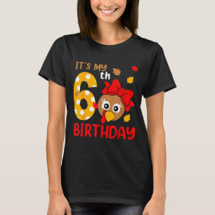 Turkey 6th Birthday Autumn Thanksgiving Party Boy  T-Shirt