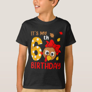Turkey 6th Birthday Autumn Thanksgiving Party Boy T-Shirt
