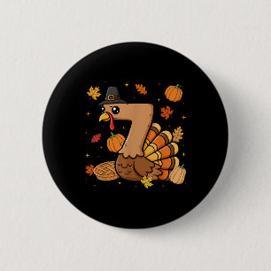 Turkey 7 Thanksgiving Pumpkin Gen Z Alpha Meme Mat 6 Cm Round Badge
