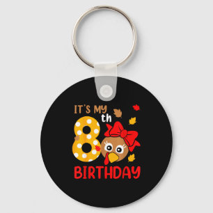 Turkey 8th Birthday Autumn Thanksgiving Party Boy Key Ring
