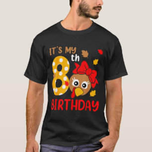Turkey 8th Birthday Autumn Thanksgiving Party Boy  T-Shirt