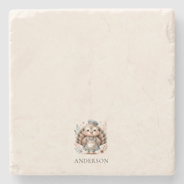 Turkey Add Name Personalised Stone Coaster (Front)