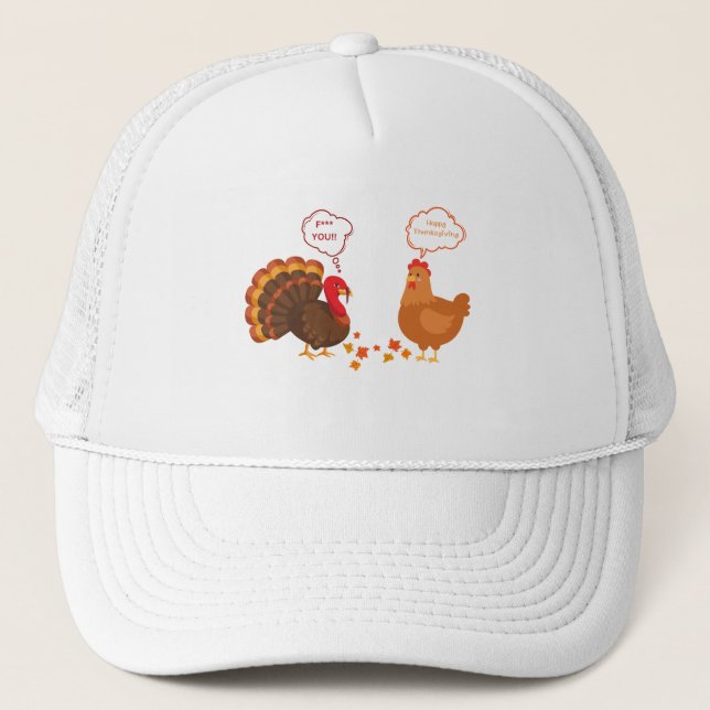 Turkey and Chicken Thanksgiving Trucker Hat (Front)