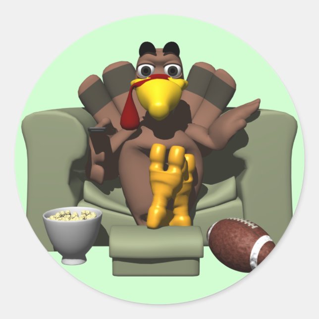 Turkey and Football Classic Round Sticker (Front)