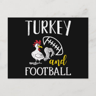 Turkey and Football Funny Thanksgiving Game Day Postcard