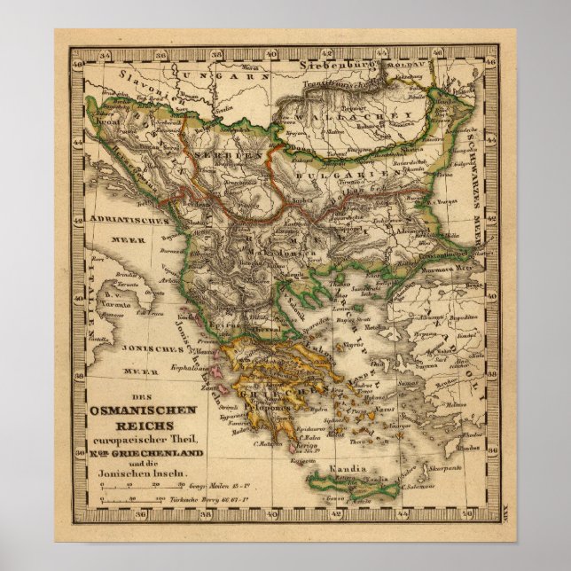 Turkey and Greece Map Poster (Front)