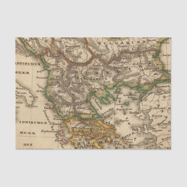 Turkey and Greece Map Tissue Paper (Front)