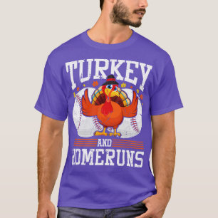 Turkey And Homeruns Baseball Thanksgiving T-Shirt