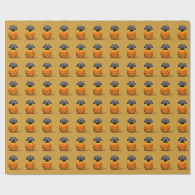 Turkey And Pumpkin Wrapping Paper (Flat)