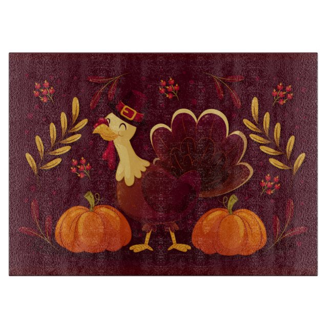 Turkey and Pumpkins  Cutting Board (Front)
