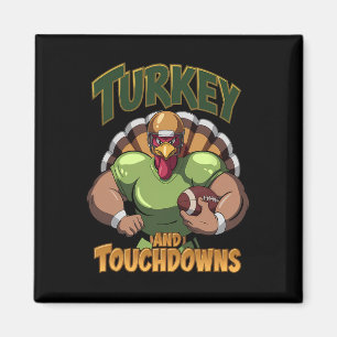 Turkey And Touchdowns Footll Thanksgiving Game Day Magnet