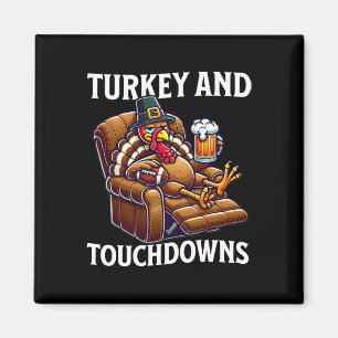 Turkey And Touchdowns Thanksgiving Football Dad Fu Magnet