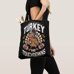Turkey And Touchdowns Thanksgiving Football Tote Bag