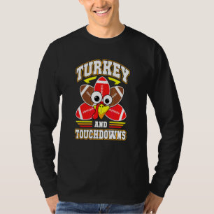 Turkey And Touchdowns Vintage Football Thanksgivin T-Shirt