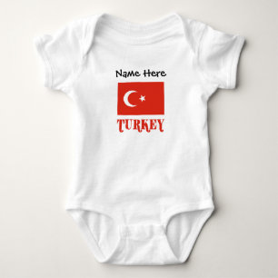 Turkey and Turkish Flag Personalised Baby Bodysuit