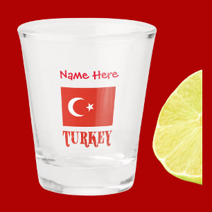 Turkey and Turkish Flag Red Personalisation Shot Glass