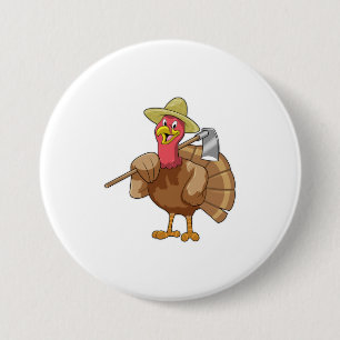 Turkey as Farmer 7.5 Cm Round Badge