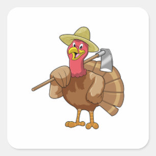 Turkey as Farmer Square Sticker