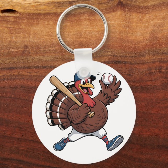 Turkey Batter Baseball Baseball Game Baseball  Key Ring (Front)