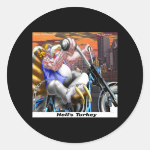 Turkey Biker Funny Classic Round Sticker
