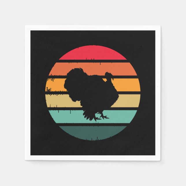 Turkey Bird Thanksgiving Distressed Vintage Sunset Napkin (Front)