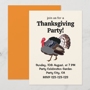 Turkey Bird Turkey Thanksgiving Invitation