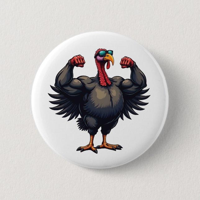 Turkey Bodybuilding Thanksgiving Day Gym Workout   6 Cm Round Badge (Front)