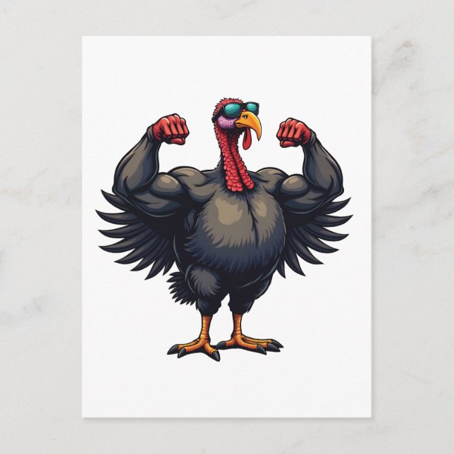 Turkey Bodybuilding Thanksgiving Day Gym Workout   Announcement Postcard (Front)