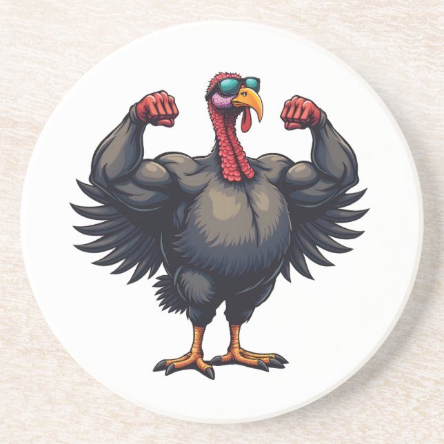 Turkey Bodybuilding Thanksgiving Day Gym Workout   Coaster (Front)