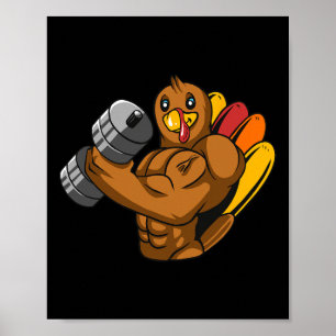 Turkey Bodybuilding Thanksgiving Day Gym Workout F Poster