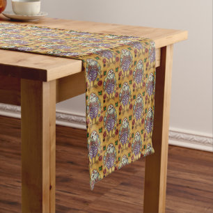 TURKEY BONES COLORFUL FOLK THANKSGIVING BIRD SKULL MEDIUM TABLE RUNNER