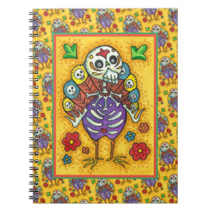 TURKEY BONES COLORFUL FOLK THANKSGIVING BIRD SKULL NOTEBOOK